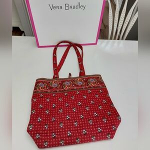 Vera Bradley Button Tote Vintage Provincial Red